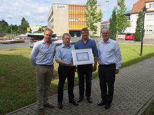 From left to right: Dieter Engert (Team Leader Automa-tion), Matthias Kühn (Senior Manager Automation Cross-Application Execution), Andreas Mücke (Team Leader Automation), Heinrich Junker (ProLeiT)
